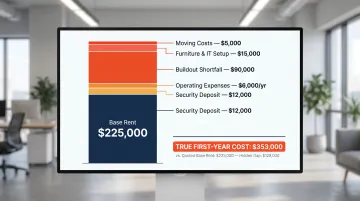 Startup office space true first-year cost breakdown beyond base rent example