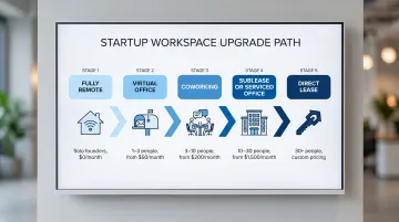 5-stage NYC startup workspace upgrade path from fully remote to direct lease