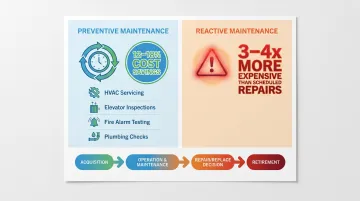 Preventive versus reactive maintenance cost comparison and asset lifecycle planning stages
