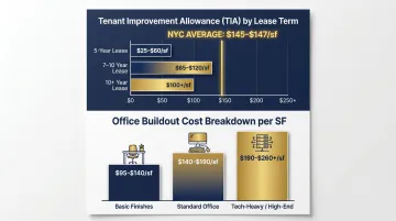 NYC tenant improvement allowance ranges and office buildout cost tiers by lease term