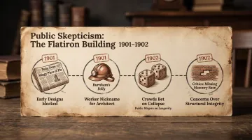Public reaction timeline to Flatiron Building construction ridicule and skepticism 1901-1902