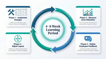 4-step flexible workspace pilot program process from measurement to layout adjustment