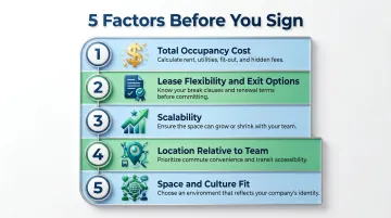 Five key factors for choosing NYC startup office space decision framework checklist