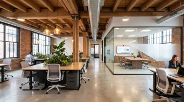 Nomad Group completed tenant office buildout interior showing finished loft workspace