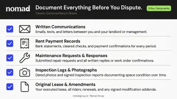 5-item commercial lease dispute documentation checklist infographic