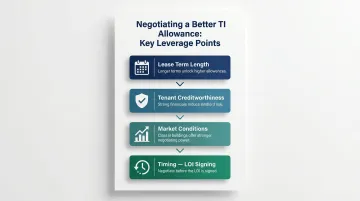 Four key tenant improvement allowance negotiation leverage points process infographic