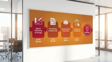 Traditional office buildout timeline showing four phases from planning to closeout