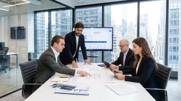Nomad Group tenant representation team reviewing NYC office lease strategy with client