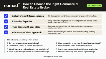 Tenant rep broker selection criteria checklist for NYC high-growth companies