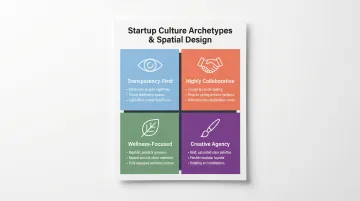 Four startup culture types mapped to corresponding office design spatial decisions