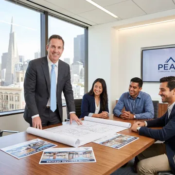 Commercial broker guiding clients through office leasing process