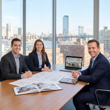 Team reviewing Brooklyn office leasing options