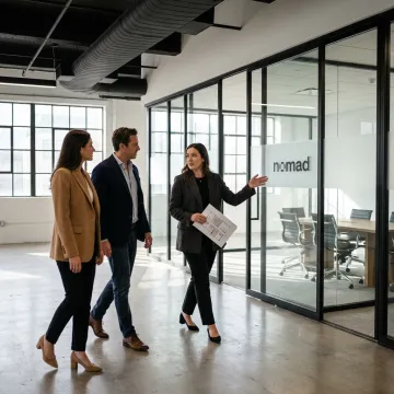 Team touring a commercial office suite