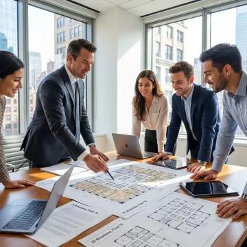 Team reviewing flexible office space options