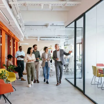 Team touring a flexible shared office space