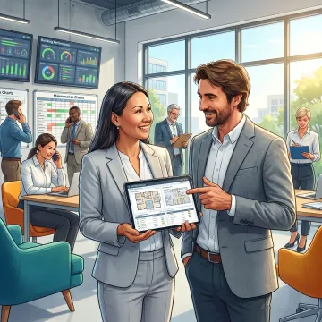 Commercial office facilities management team in a modern workspace