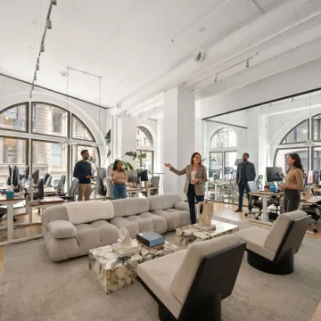 Team touring a move-in ready SoHo office