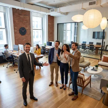 Team touring a move-in ready office suite