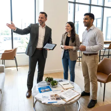 Tenant advisor guiding clients through office leasing steps
