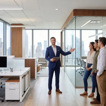 Team touring office space in Manhattan