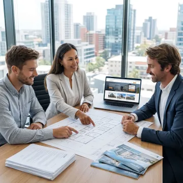 Commercial real estate advisors reviewing office lease options