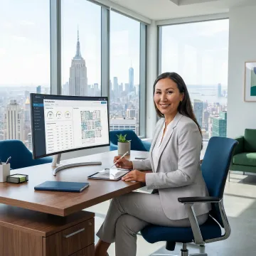 Property manager reviewing commercial office operations