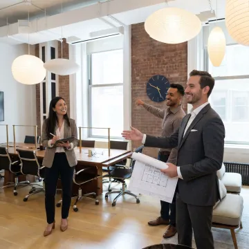 Commercial leasing consultation and office walkthrough