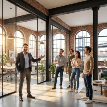 Team touring office space in Brooklyn