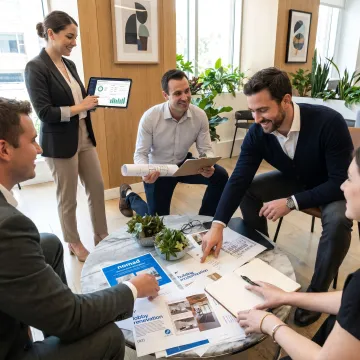 Commercial office property management team in a startup workspace