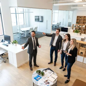 Team touring a pre-built office