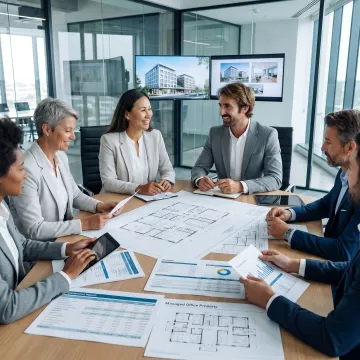 Property management planning session for a commercial office