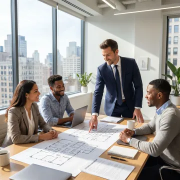 Commercial leasing advisor reviewing office options
