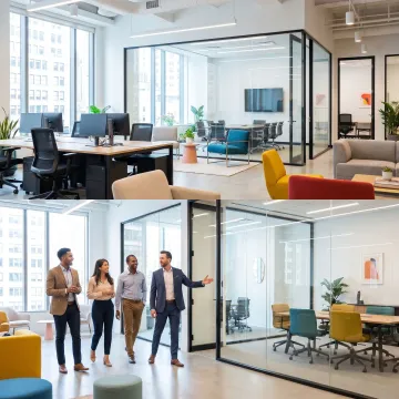 Team touring a private office space