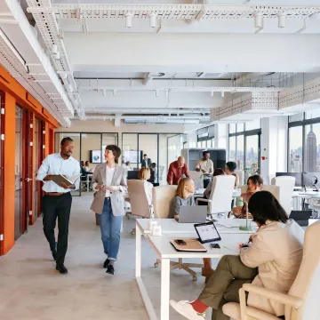 Modern flexible workspace with private offices