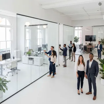 Team touring a flexible private office space