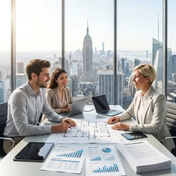 Commercial broker guiding startup founders through office leasing steps