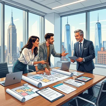 Startup founders reviewing a commercial lease with an advisor
