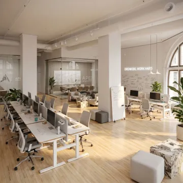 Flexible office suite prepared for a startup team