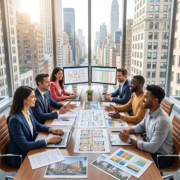 Commercial lease planning meeting for startup office space