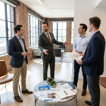 Commercial real estate agent touring business space