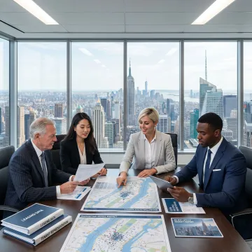 Commercial real estate team reviewing market data