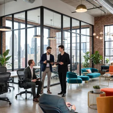 Modern flexible workspace with private offices