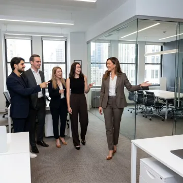 Team touring private office space