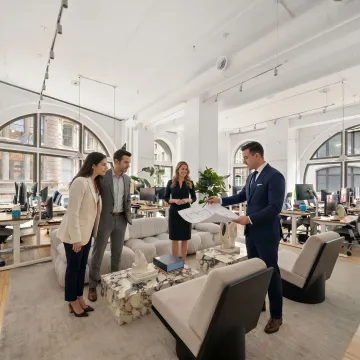 Commercial real estate team guiding office leasing process