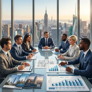 Commercial real estate team reviewing office market data