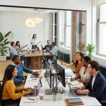 Startup team in a furnished pre-built office