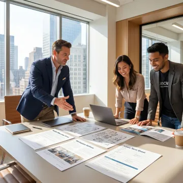Broker discussing flexible office lease options