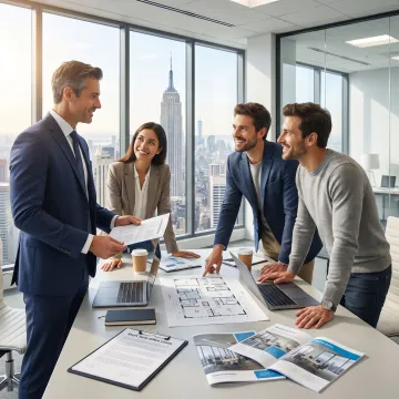 Broker reviewing flexible office lease options