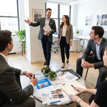 Commercial real estate team touring office space
