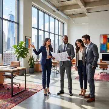 Team touring commercial office space